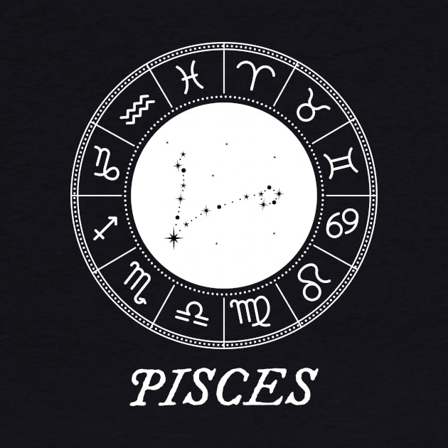 Pisces Zodiac Sign Design With Constellation by My Zodiac Apparel